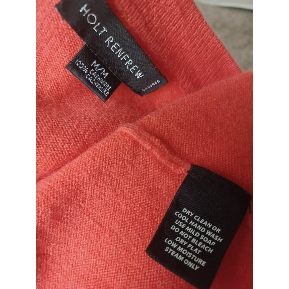 Holt Renfrew 100% Cashmere Women Long Cardigan Sweater Cable Orange Soft - Picture 4 of 4